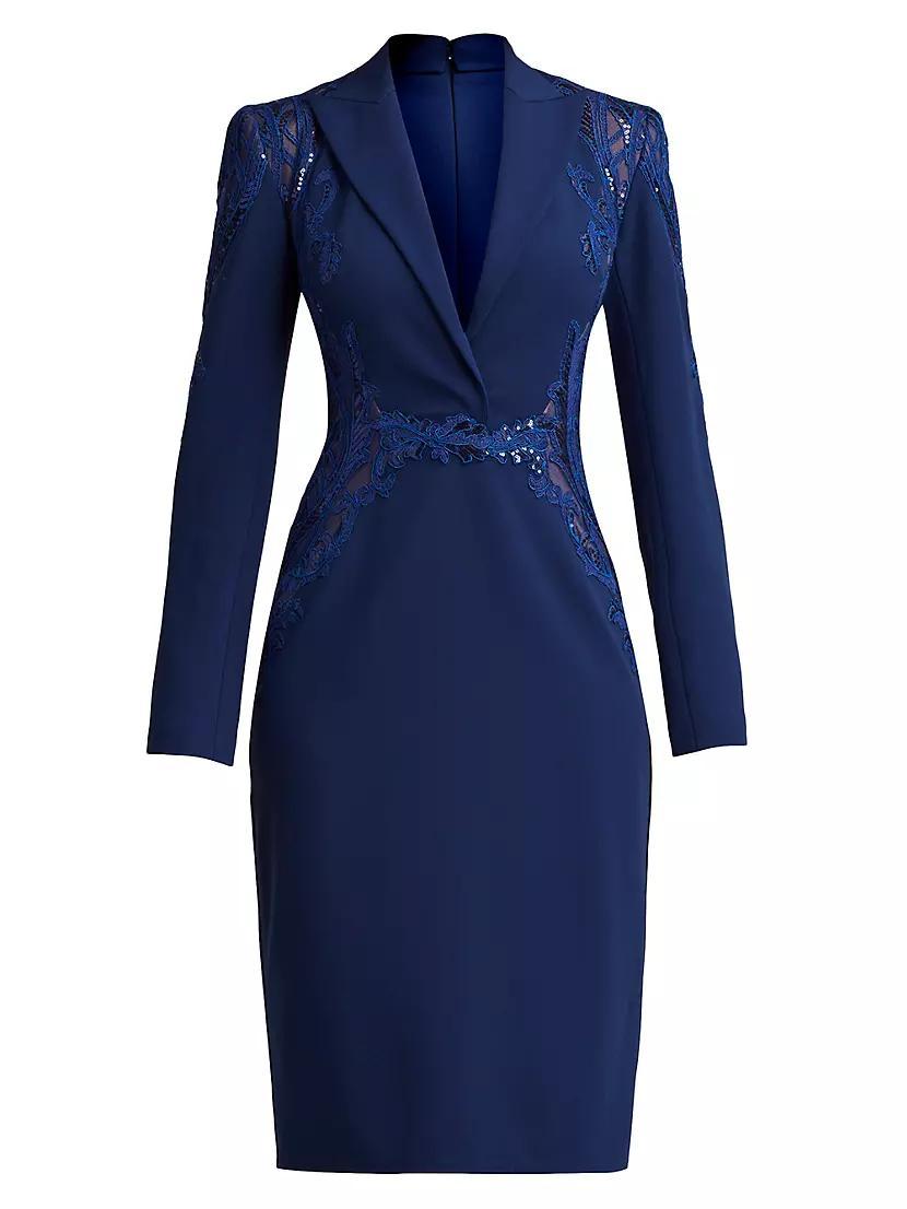 Crepe Lace-Paneled Midi-Dress Product Image