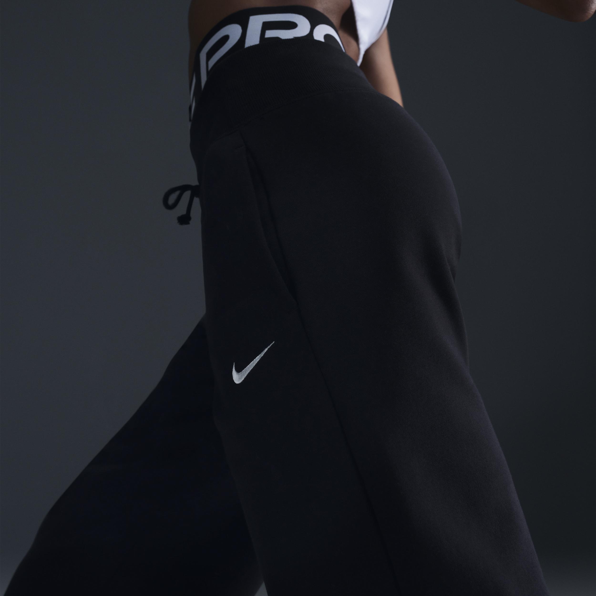 Nike Womens Nike Phoenix High Rise Wide Pants - Womens Black/White Product Image