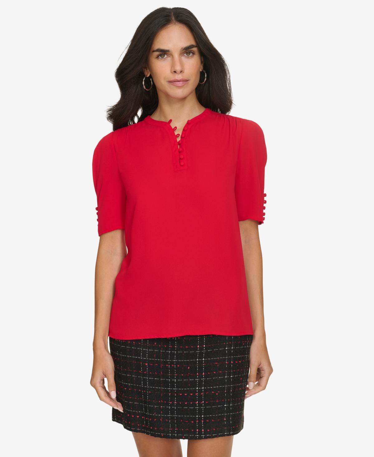 Calvin Klein Womens Button Sleeve Blouse Product Image