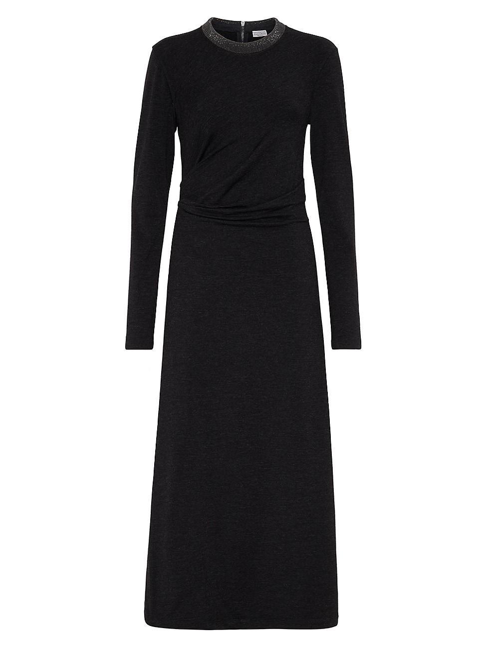 Womens Stretch Virgin Wool Jersey Draped Dress Product Image