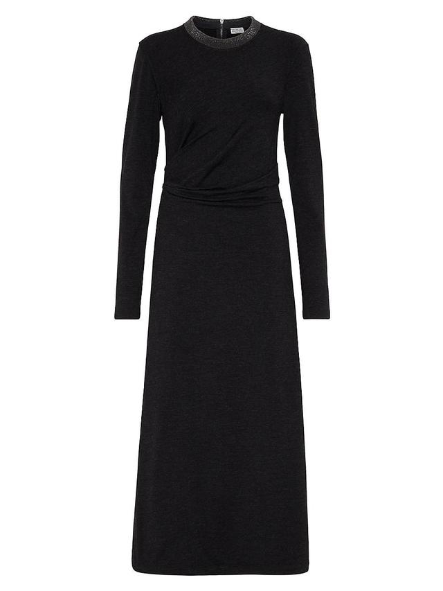 Womens Stretch Virgin Wool Jersey Draped Dress Product Image