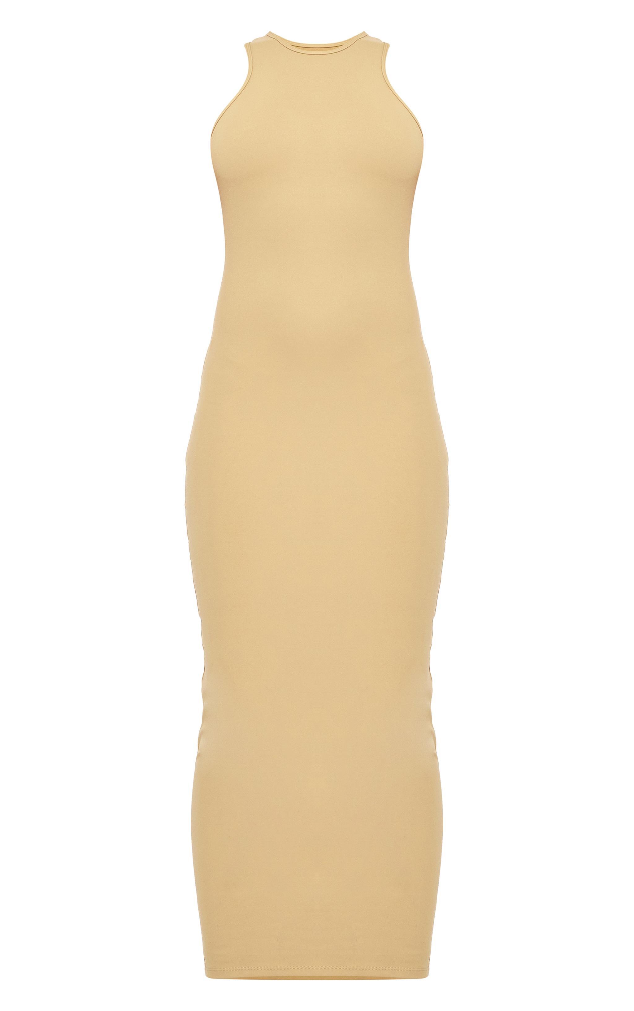 Pale Khaki Snatched Sculpt Racer Neck Midaxi Dress Product Image