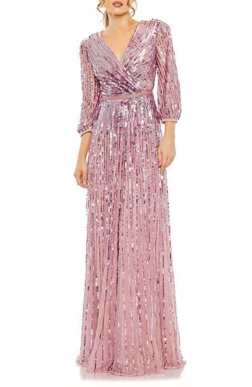 Womens Metallic Puff-Sleeve Gown Product Image