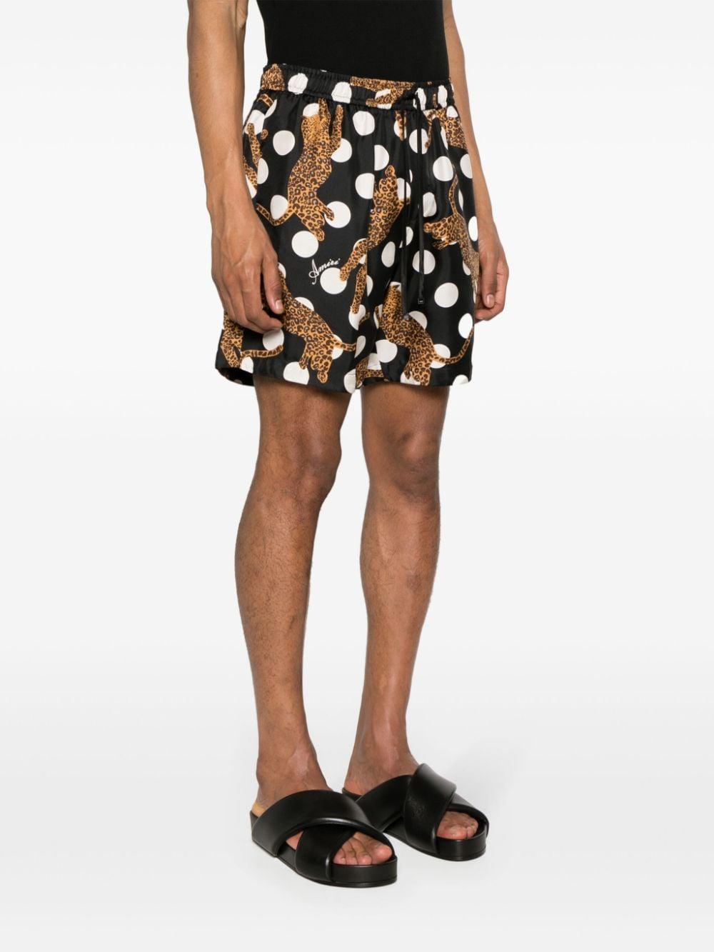 Leopard Polka Dot Shorts In Black Product Image