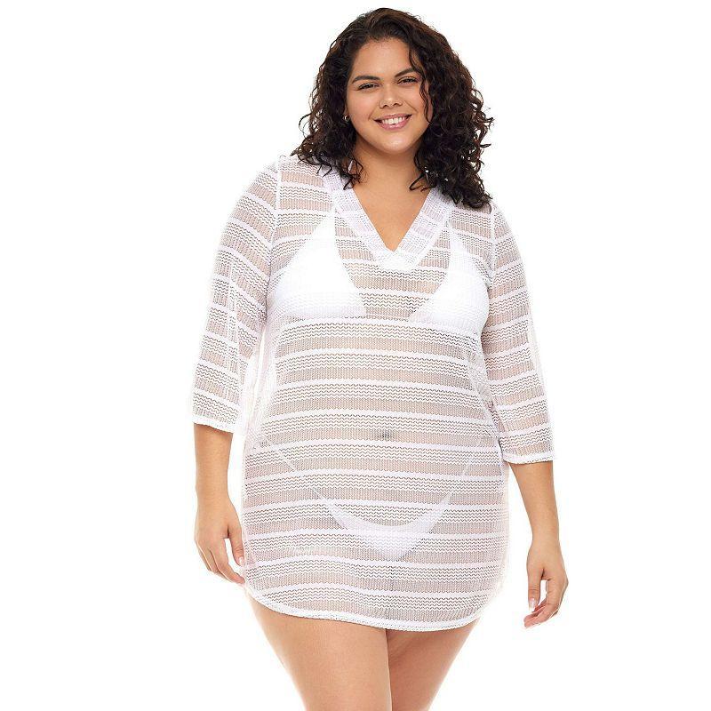 Plus Size Jordan Taylor Sheer Swim Cover-Up Tunic, Womens Product Image