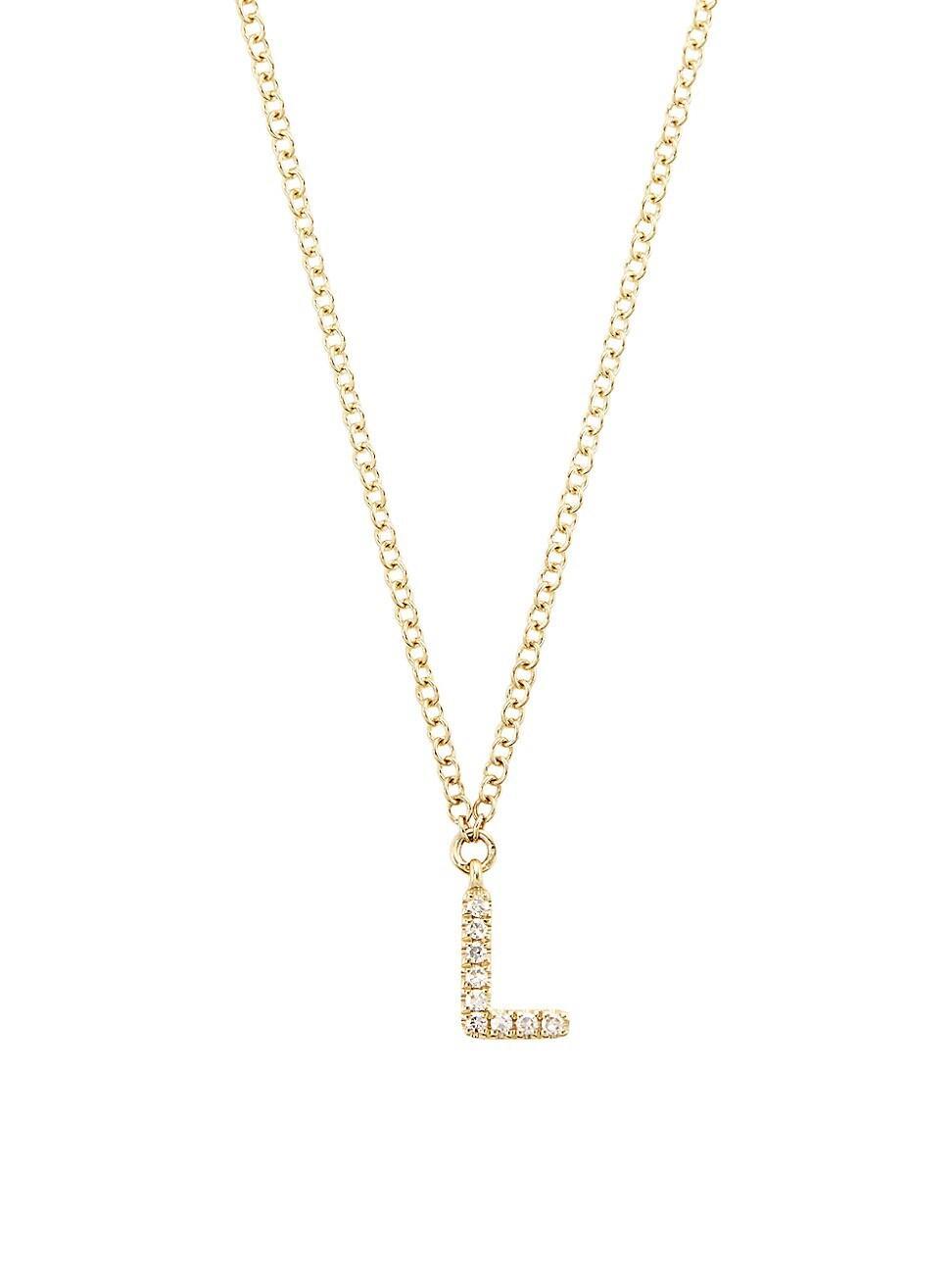 Womens 14K Yellow Gold & 0.03 TCW Diamond Initial Pendant Necklace Product Image