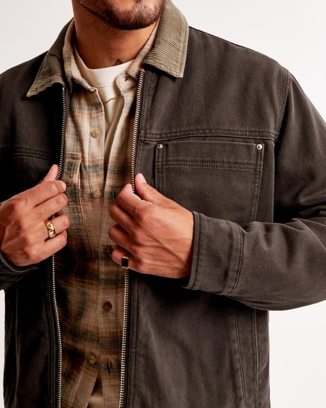 Flannel-Lined Zip Workwear Jacket Product Image