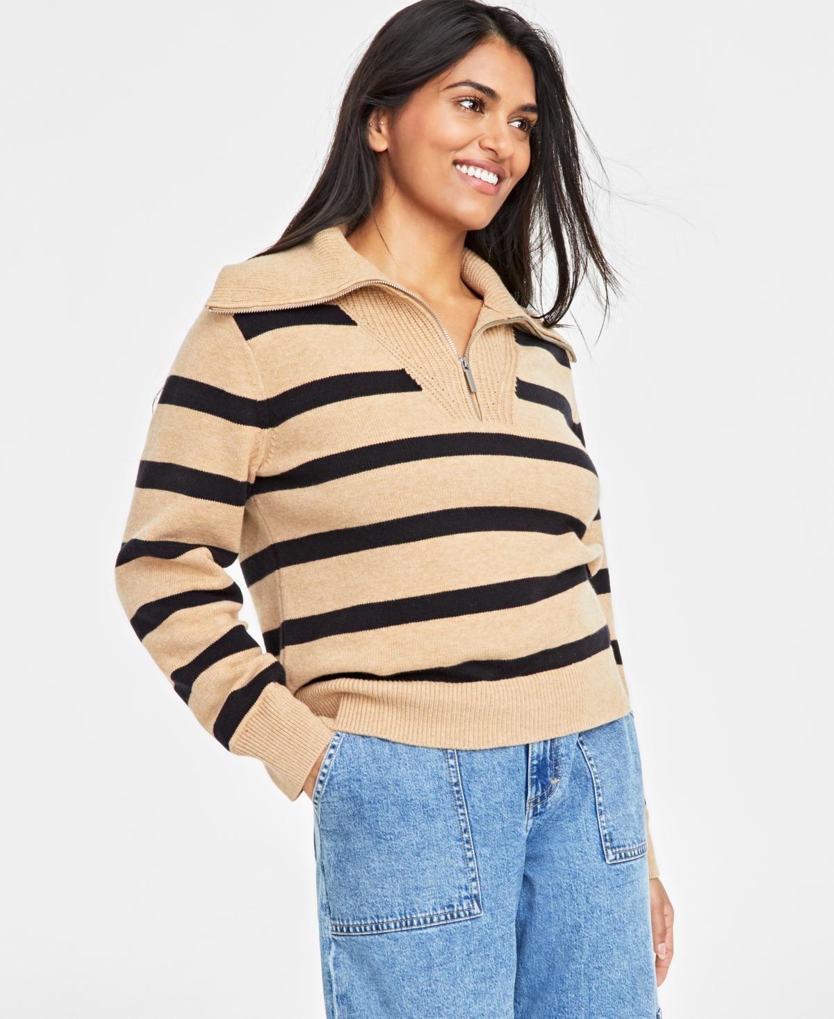 On 34th Womens Striped Half-Zip Sweater, Created for Macys Product Image