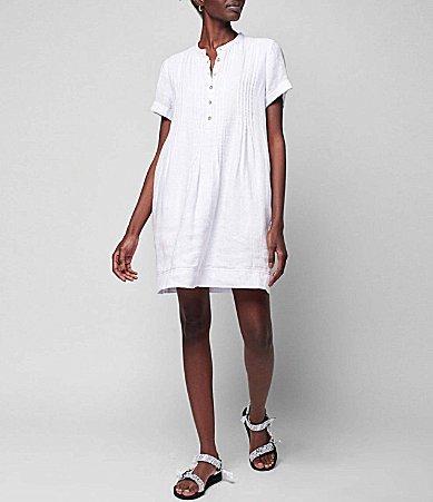 Faherty Gemina Linen Short Sleeve Button Front Dress Product Image