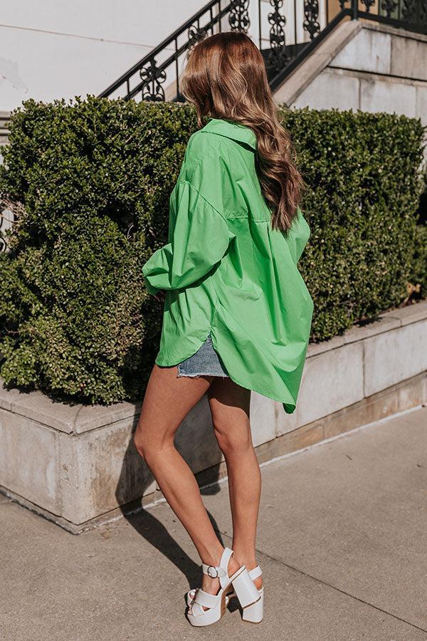 Urban Adventures Oversized Button Up In Kelly Green Product Image