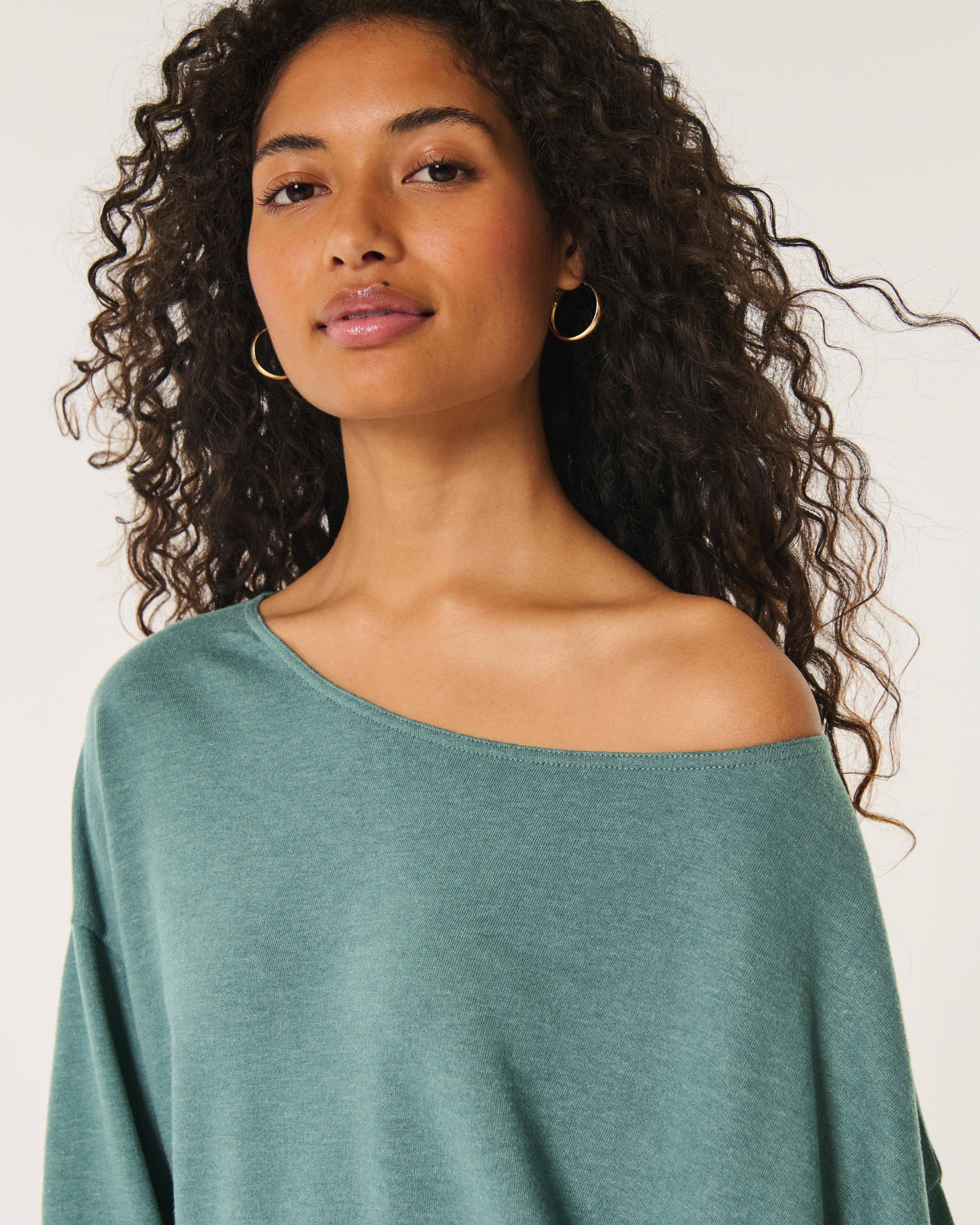 Easy Off-the-Shoulder Terry Sweatshirt Product Image