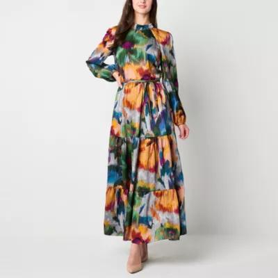 Melonie T Womens Long Sleeve Floral Maxi Dress Product Image