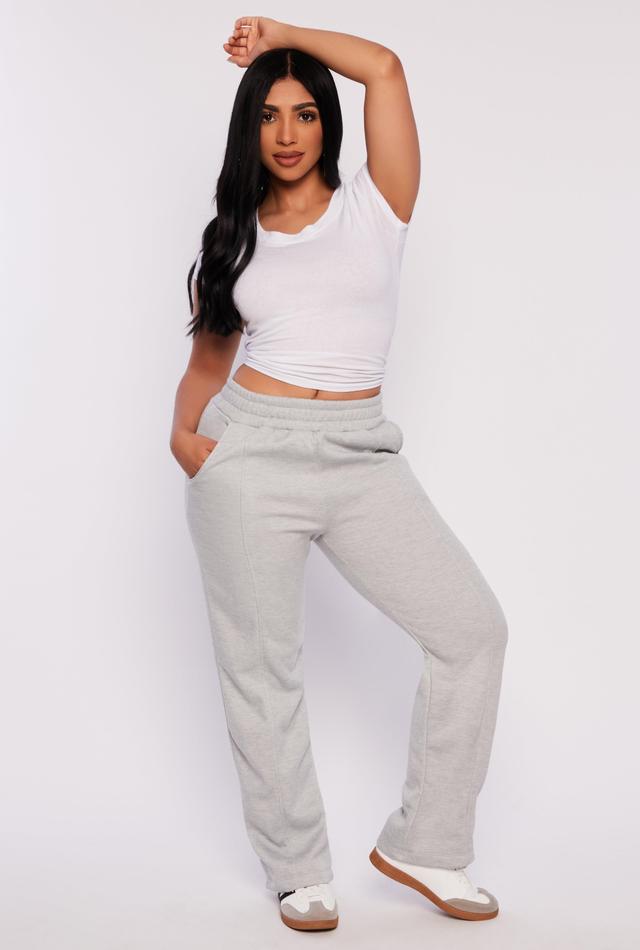 Womens Fleece Pintuck Wide Leg Sweatpants Product Image