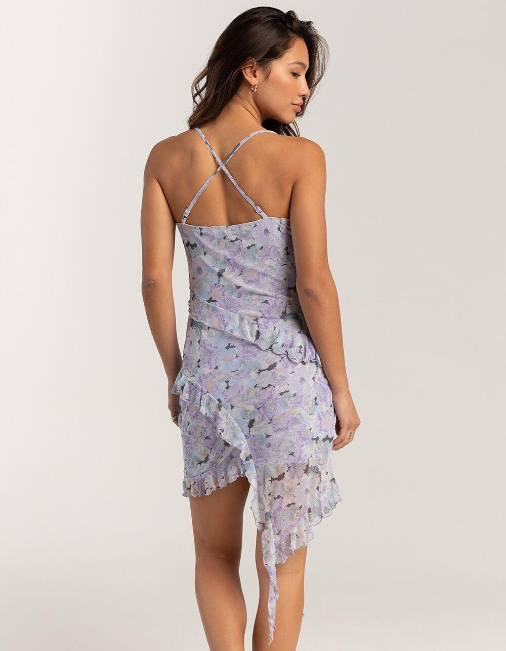 FULL TILT Waterfall Mesh Printed Womens Slip Dress Product Image