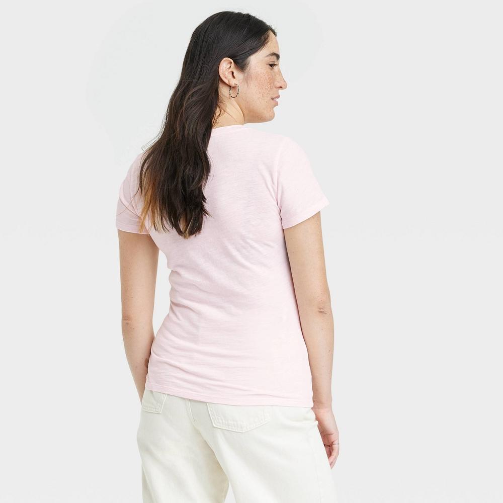 Womens Slim Fit Short Sleeve V-Neck T-Shirt - Universal Thread Light Pink M Product Image