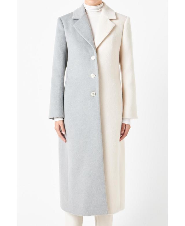 Womens Colorblock Maxi Coat Product Image