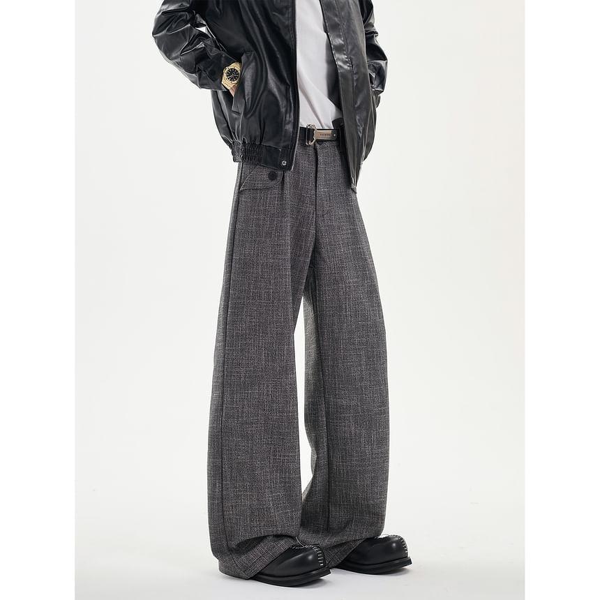 Mid Rise Melange Straight Leg Dress Pants Product Image