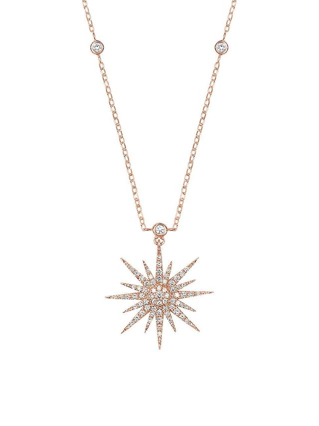 Womens Soleil 18K Rose Gold & Diamond Pendant Necklace Product Image