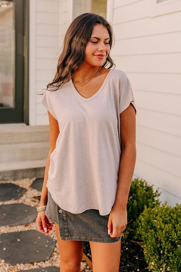 Fan Fav Linen-Blend Shift Top in Warm Taupe Product Image