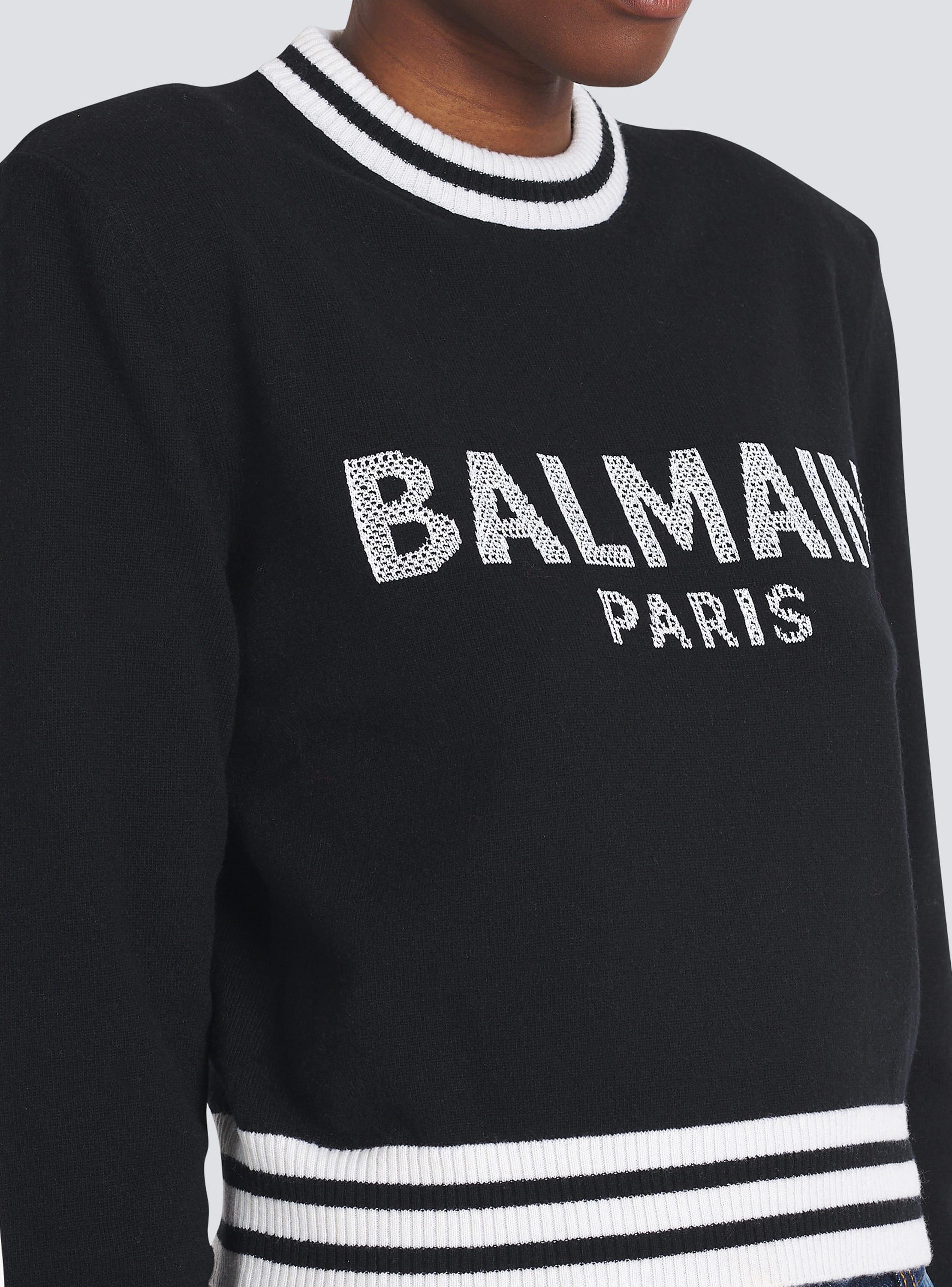 Cropped wool sweatshirt with Balmain logo Product Image