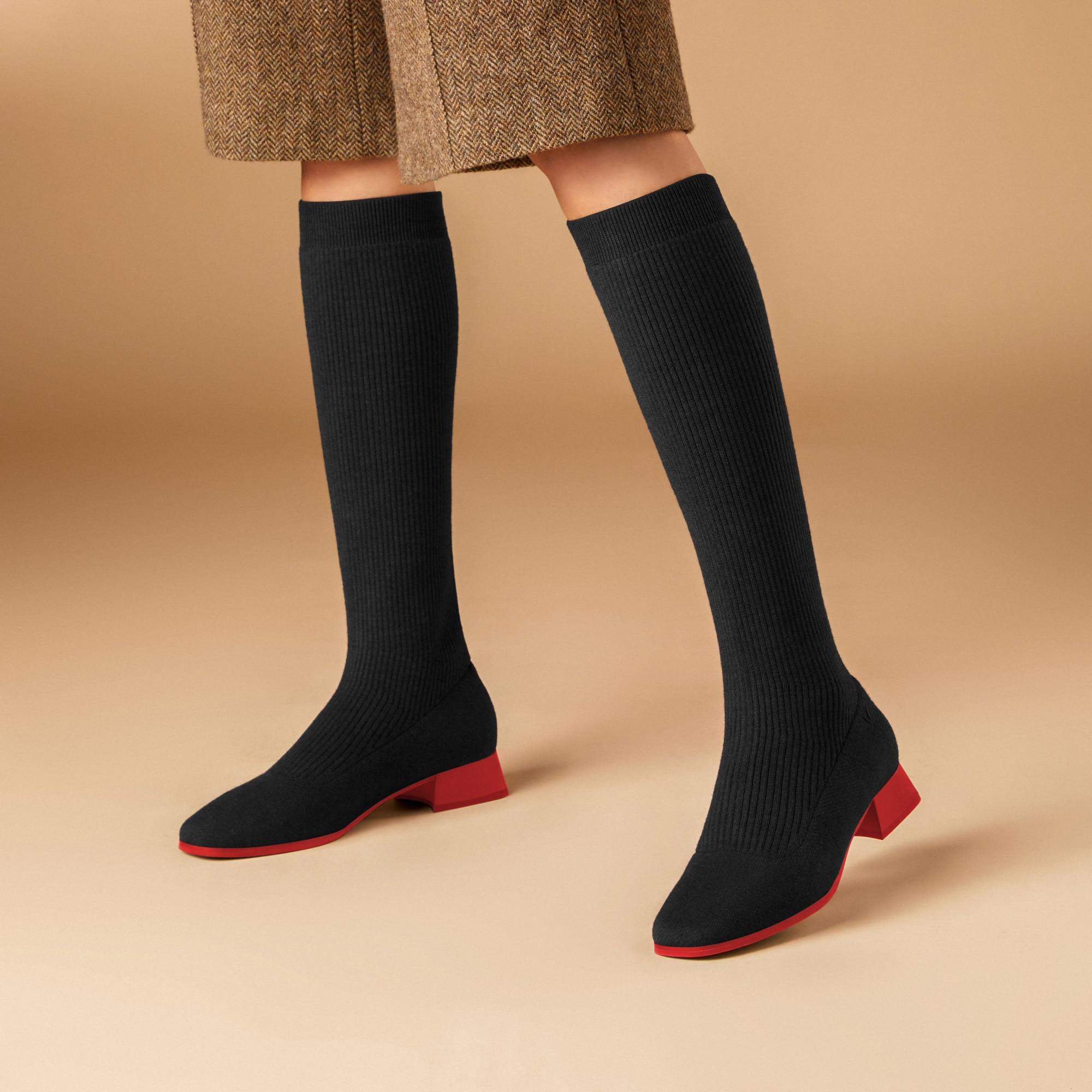 Square-Toe Water Repellent Wool Knee-High Boots (Tara Pro) Product Image