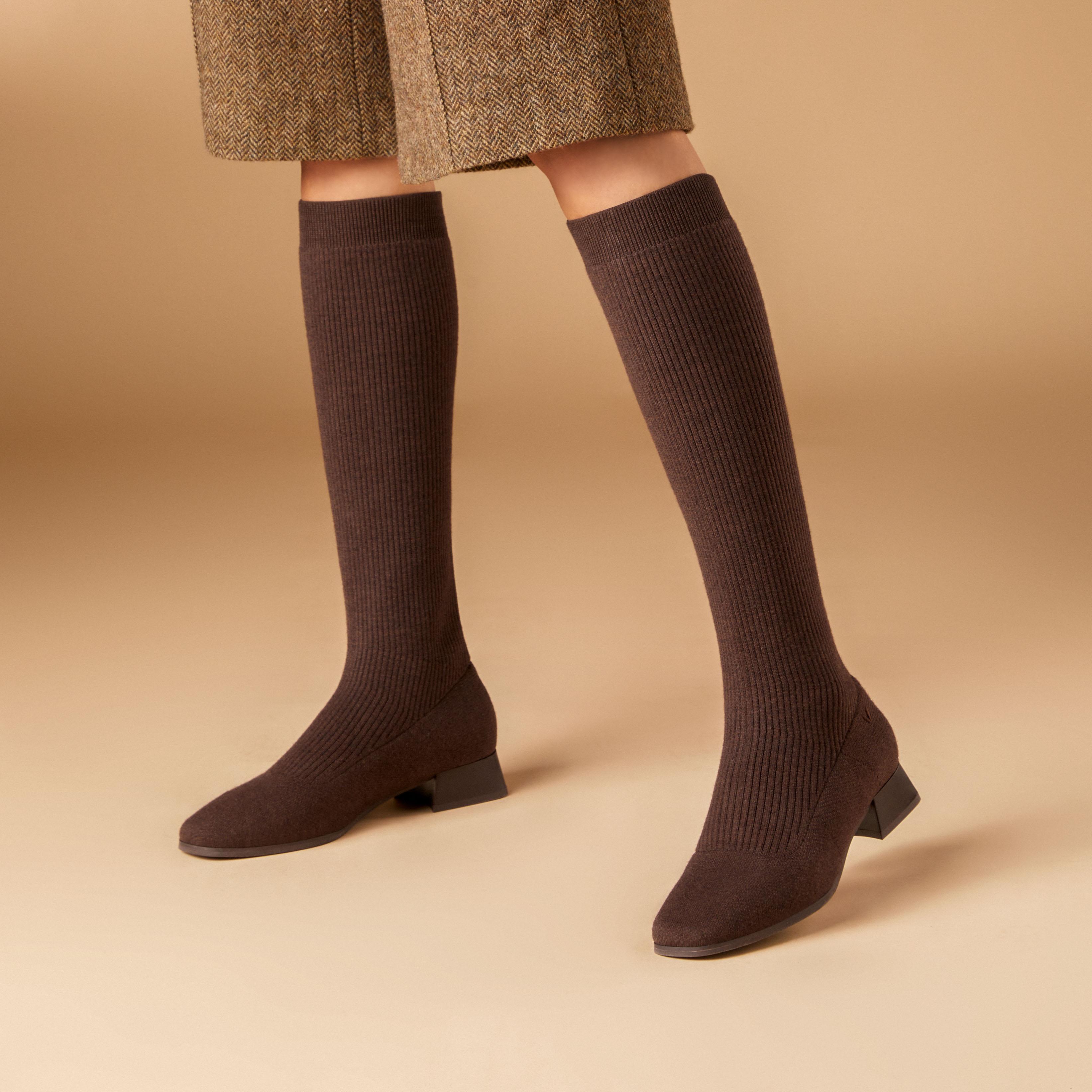 Square-Toe Water Repellent Wool Knee-High Boots (Tara Pro) Product Image