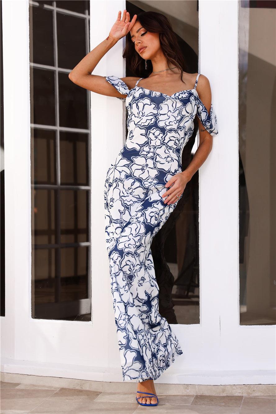 RUNAWAY Kelani Maxi Dress Navy Floral Product Image