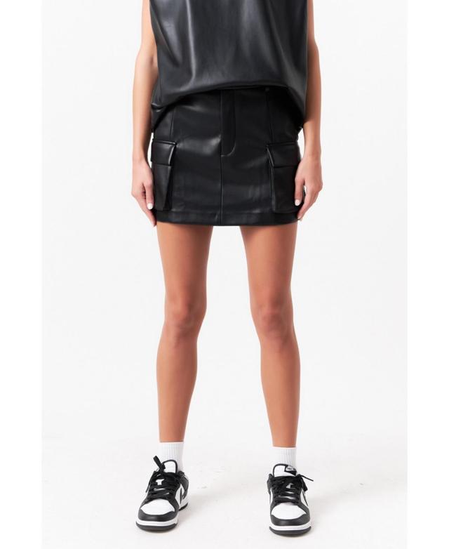 Grey Lab Cargo Faux Leather Miniskirt Product Image