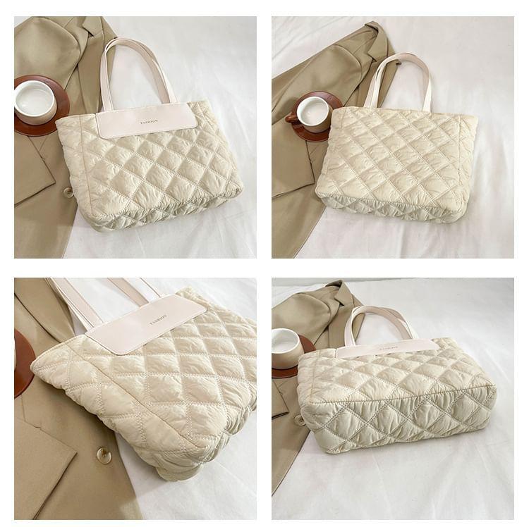 Plain Quilted Fabric Tote Bag product image