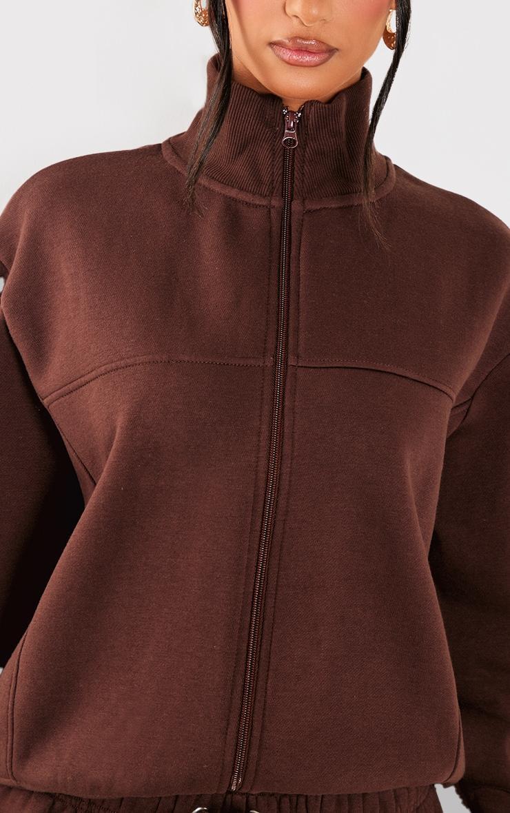 Petite Coffee Seam Detail Zip Through Track Top Product Image