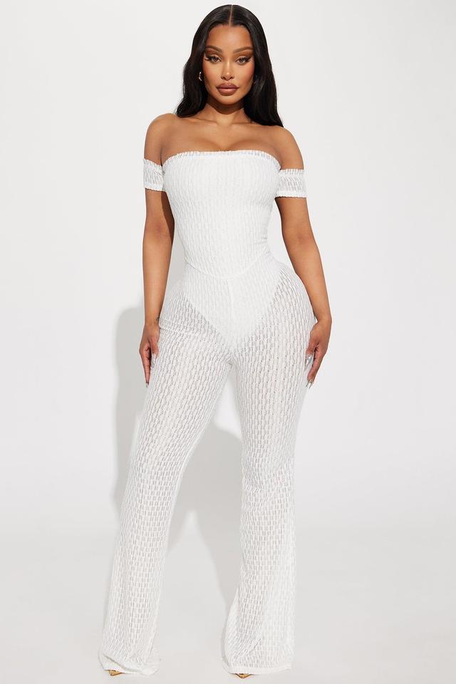 One Way Street Lace Jumpsuit - Ivory Product Image