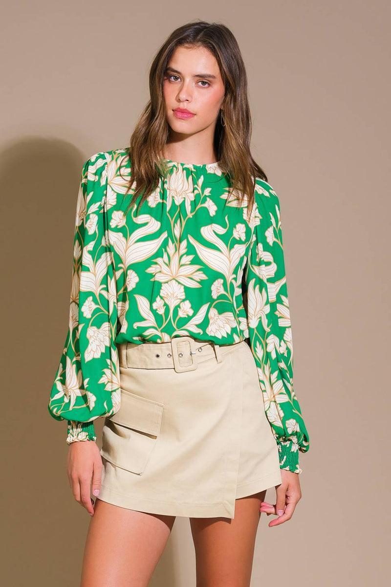 Floral Printed Woven Long Sleeve Top Product Image