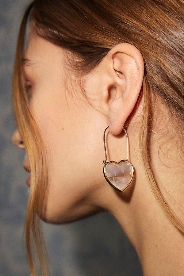 Oblong Shell Heart Hoop Earring Womens at Urban Outfitters Product Image