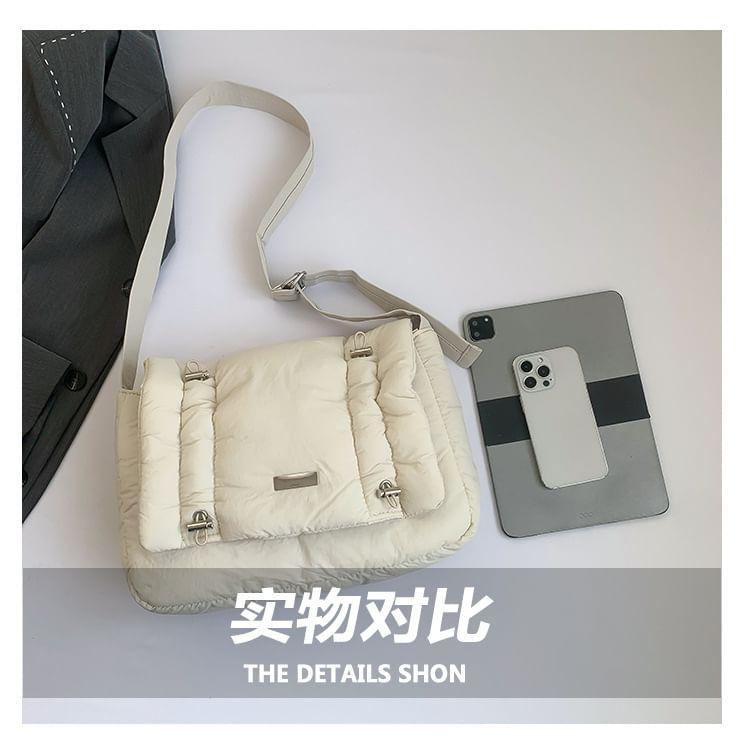 Plain Drawstring Flap Puffer Crossbody Bag Product Image