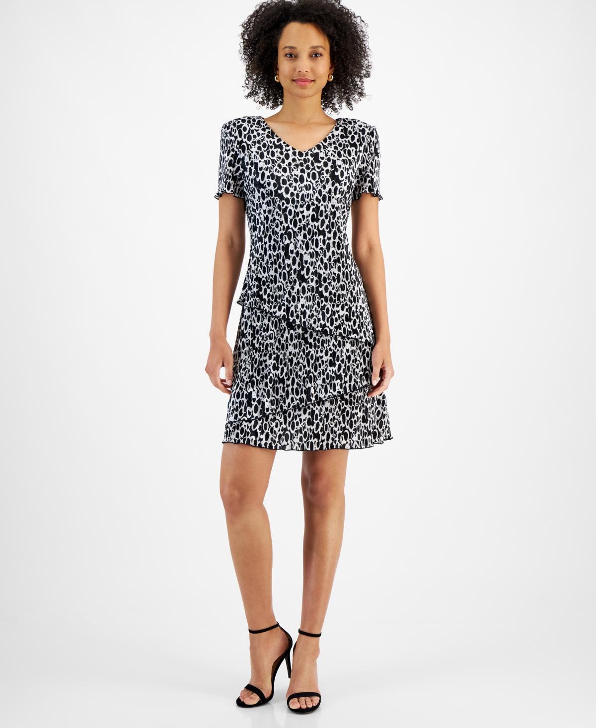 Connected Womens Printed Tiered Sheath Dress Product Image