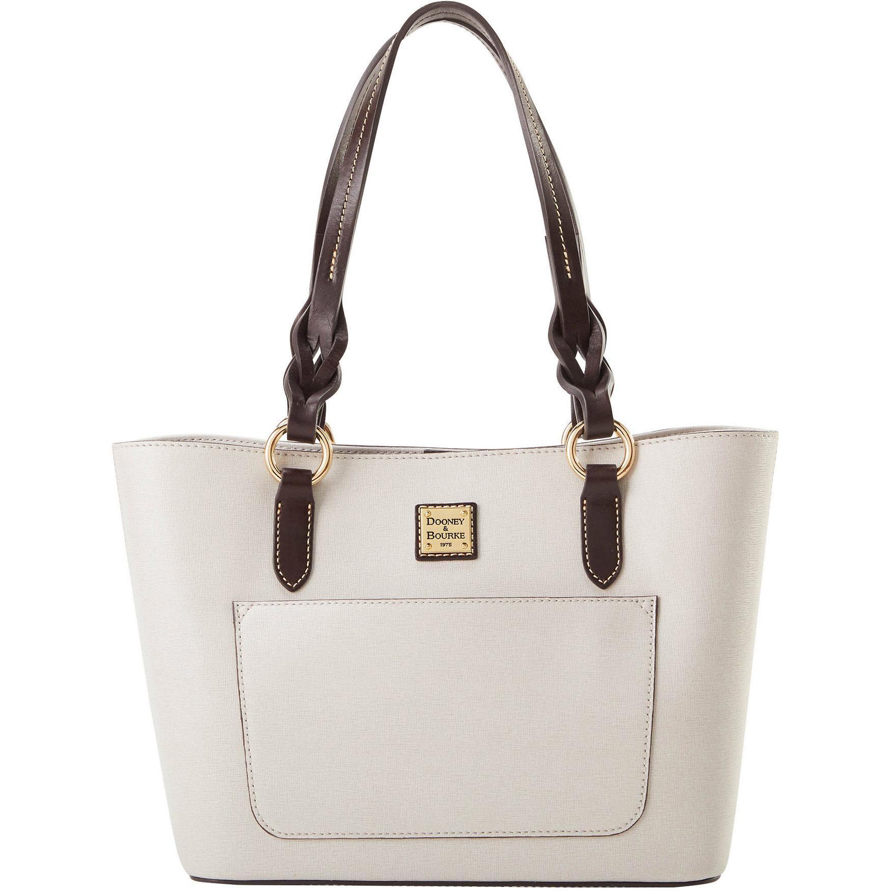 Dooney & Bourke Womens Saffiano Gretchen Leather Tote Shopping Bag in Ecru Product Image