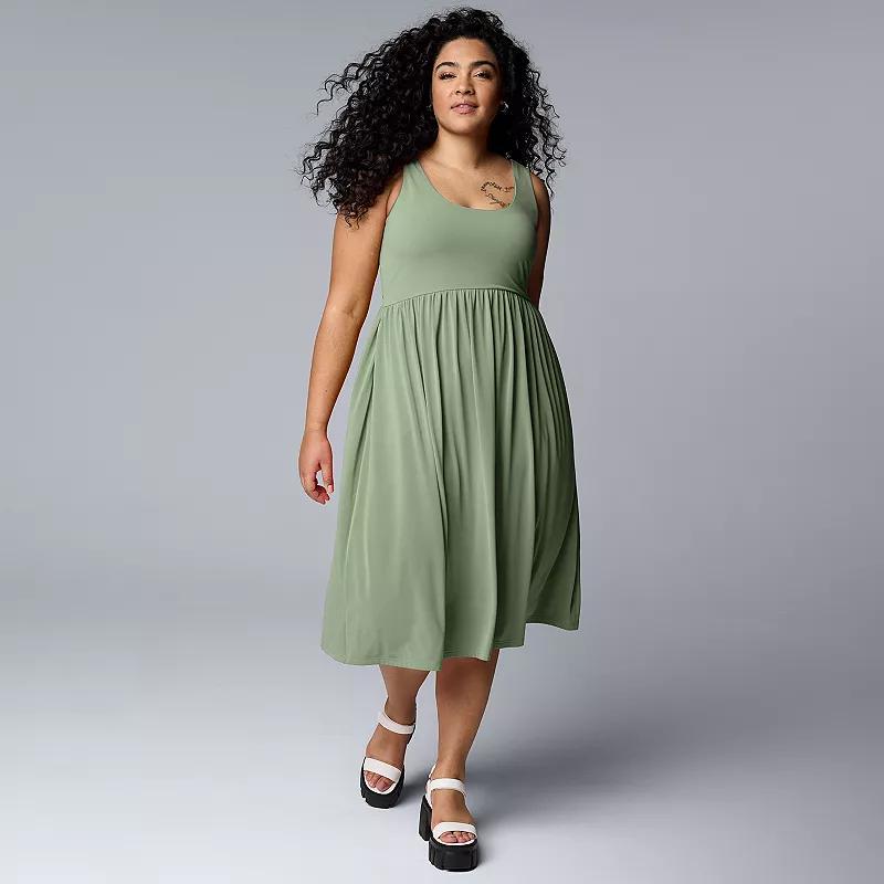 Plus Size Simply Vera Vera Wang Sleeveless Scoopneck Midi Fit & Flare Dress, Womens Product Image