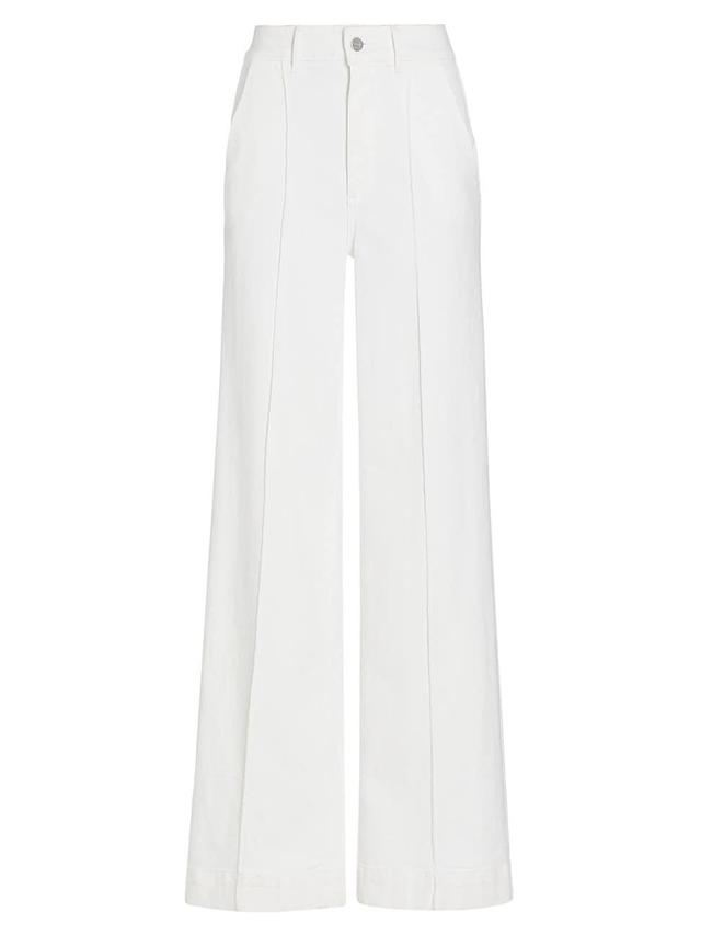 Sasha Wide-Leg Pintuck Denim Trousers Product Image