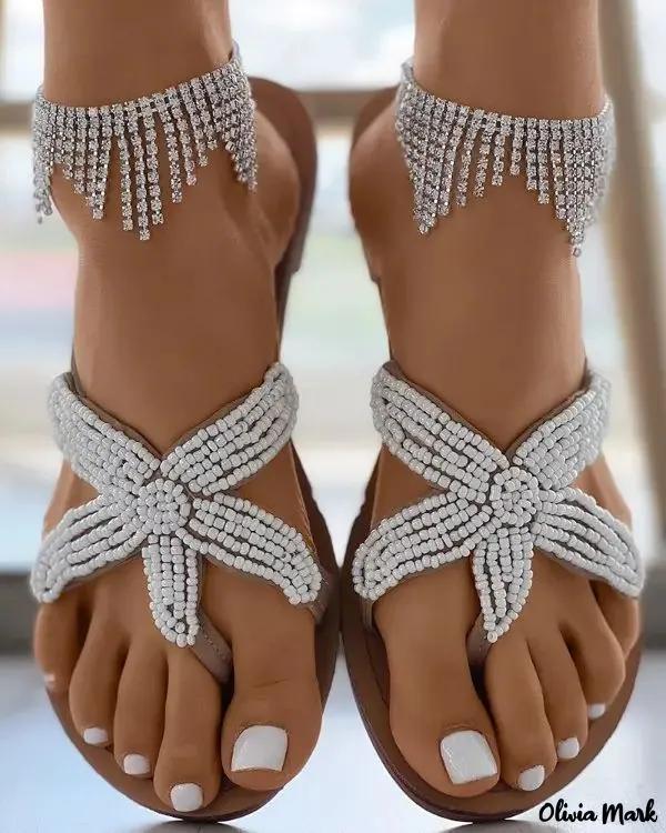 Olivia Mark – Beaded Starfish Flip Flops Product Image