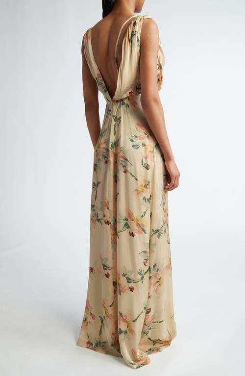 TOTÊME Draped Floral Crepe Maxi Dress In Washed Floral Product Image