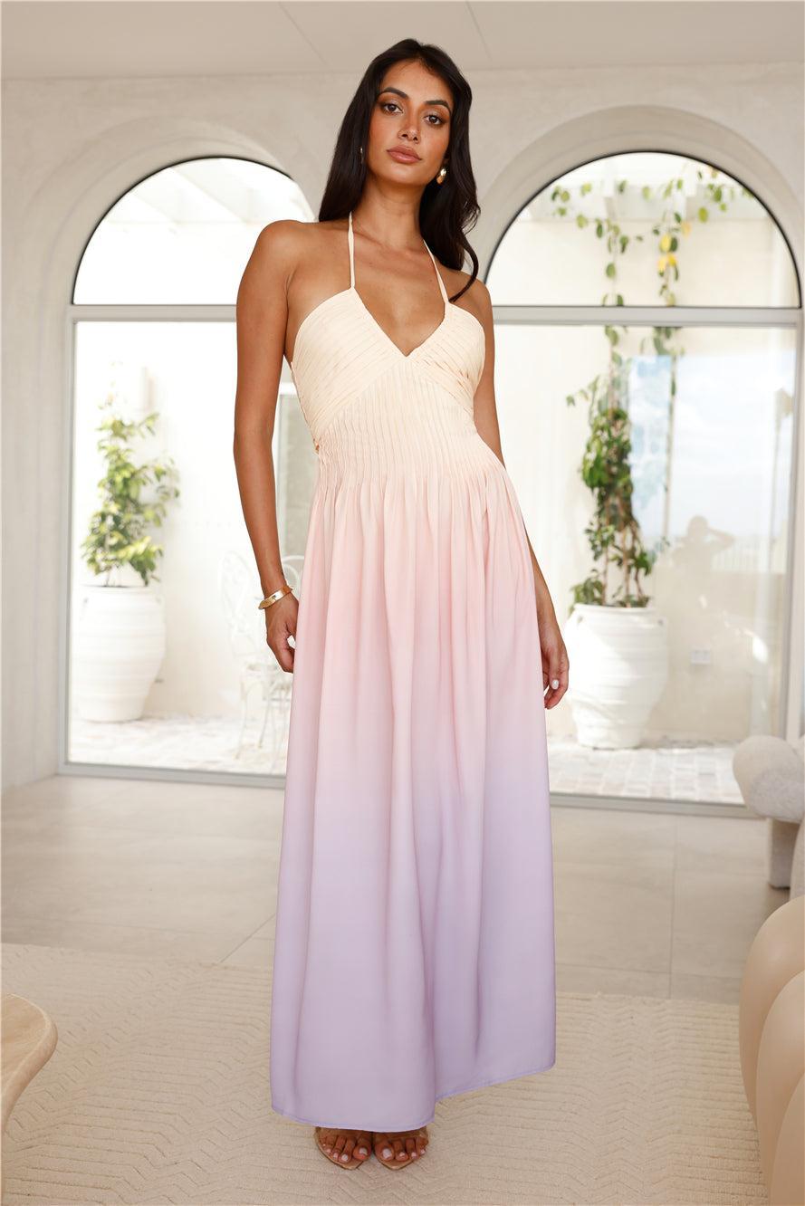 Rising Sun Halter Maxi Dress Purple Product Image