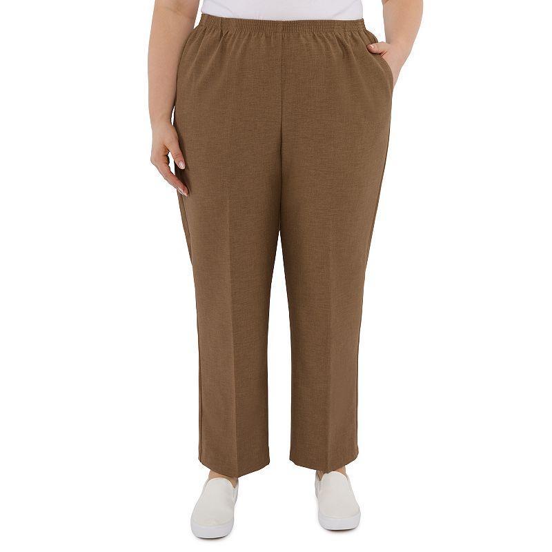 Plus Size Alfred Dunner Pull-On Straight-Leg Pants, Womens Brown Product Image