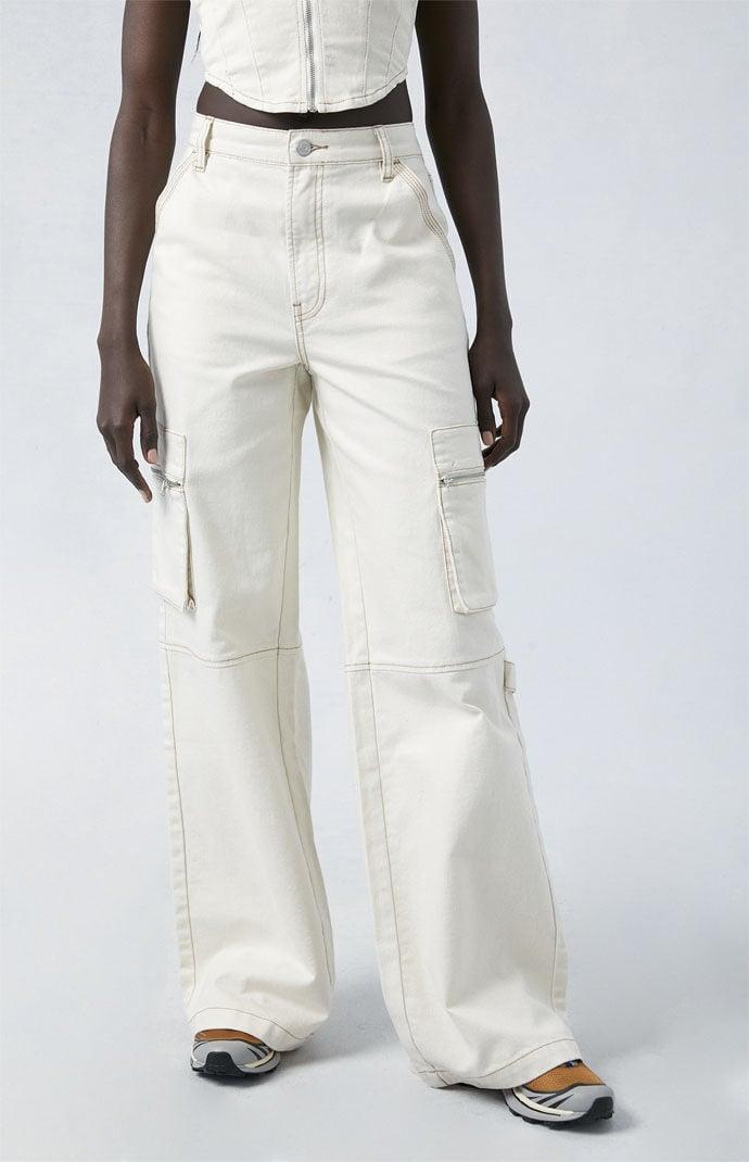 Women's High Waisted Wide Leg Cargo Pants - Product Image