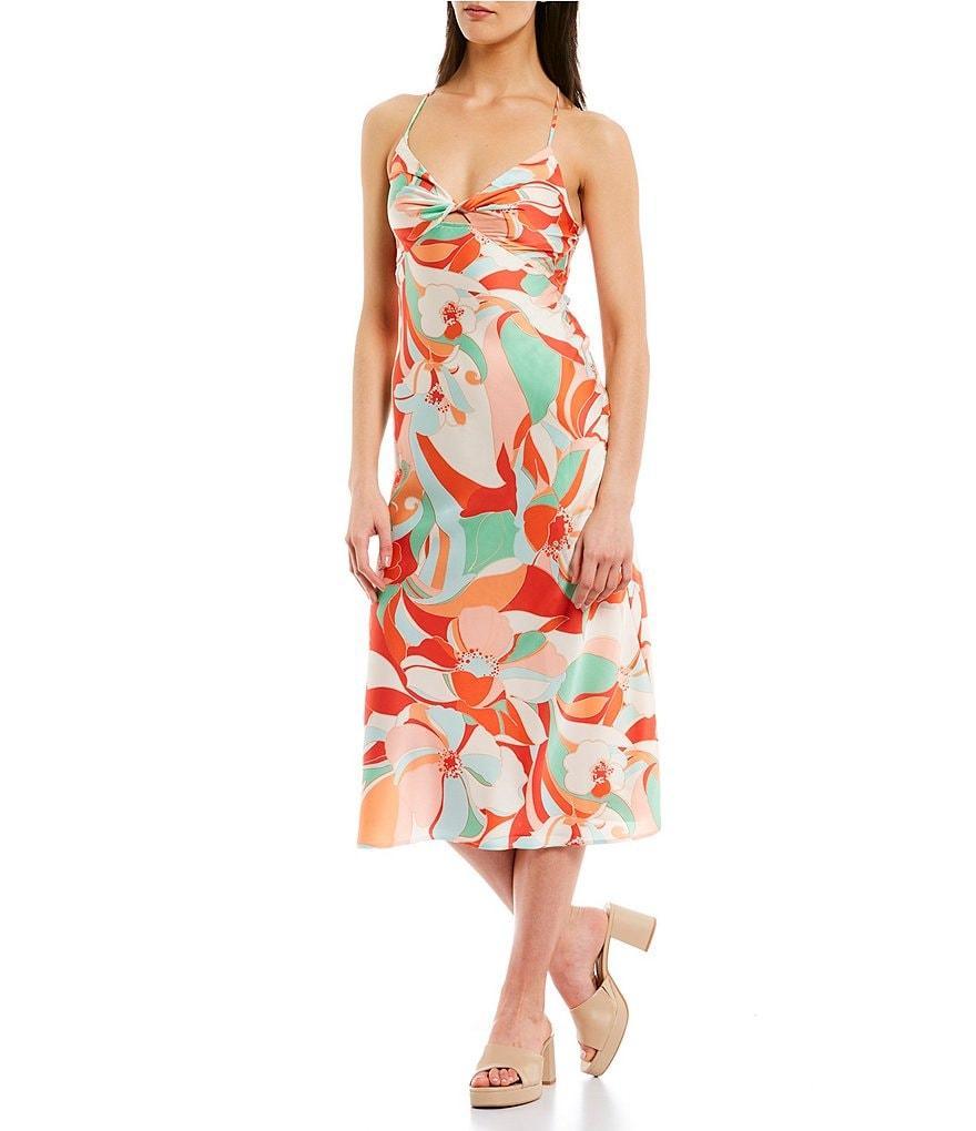 Honey and Rosie Printed Twist Front Cut-Out Midi Dress Product Image