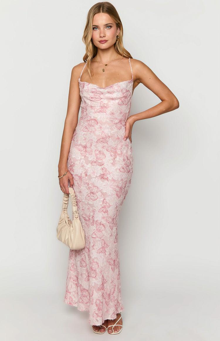 Valentina Pink Butterfly Maxi Dress Product Image