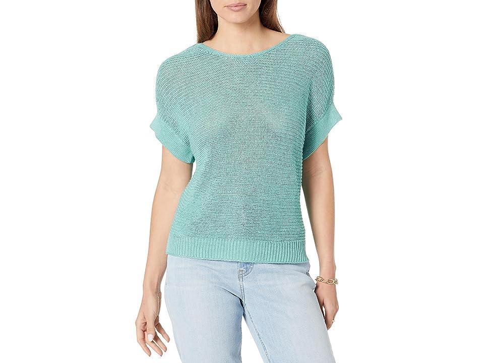 NIC+ZOE Petite Easy Sleeve Summer Sweater (Hazy Aqua) Women's Clothing Product Image