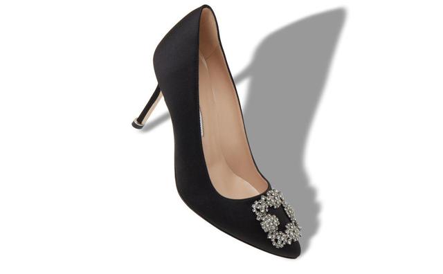 HANGISI 90 Black Satin Jewel Buckle Pumps Product Image