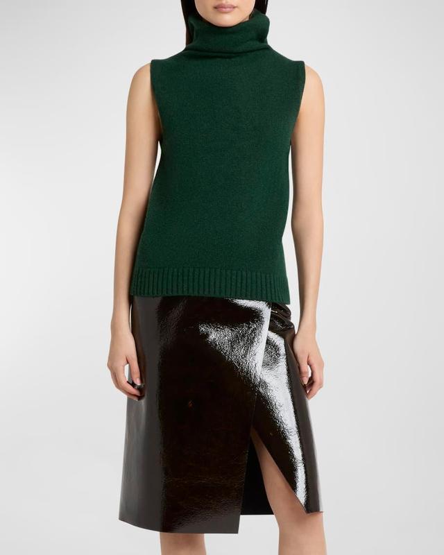 Turtleneck Sleeveless Cashmere-Silk Knit Top Product Image