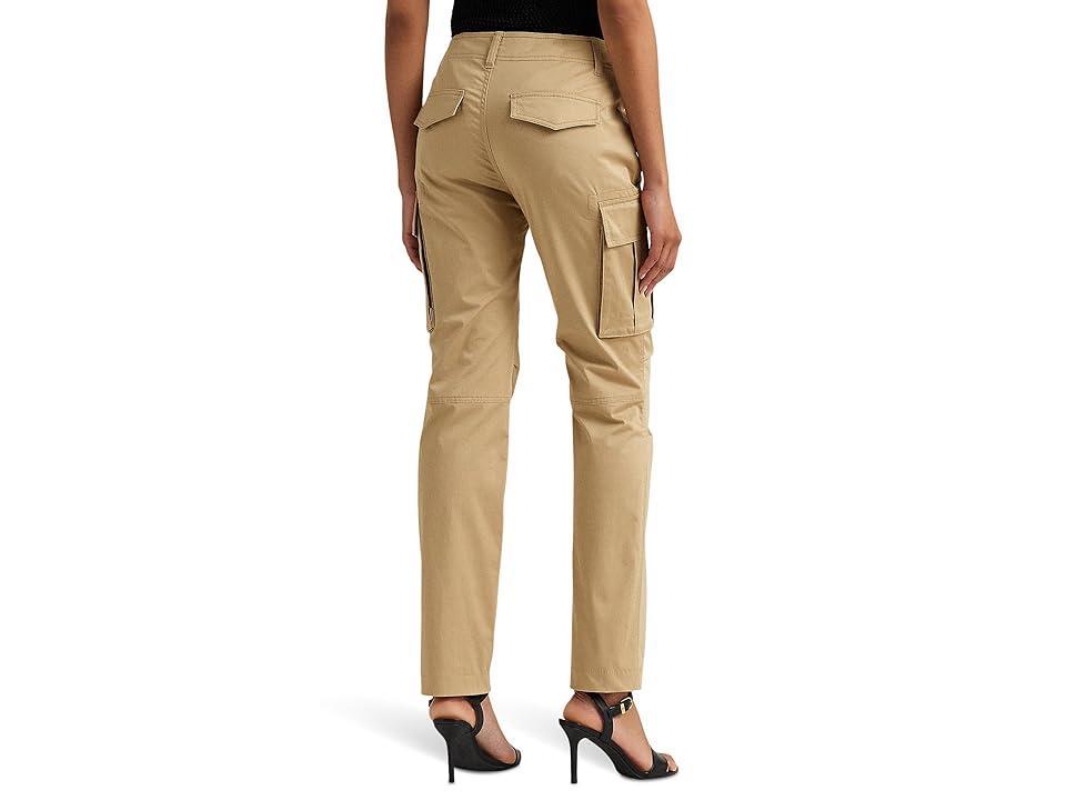 Lauren Ralph Lauren Cotton Sateen Cargo Pants (Birch Tan) Women's Clothing Product Image