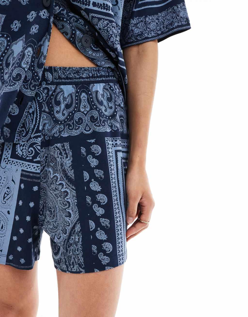 ASOS DESIGN longline short in navy bandana print - part of a set Product Image